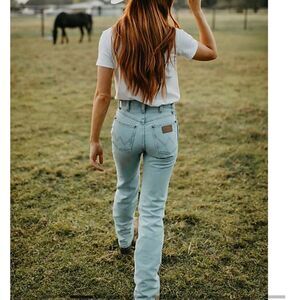 Vintage‎ Y2K Wrangler Cowboy Cut Jeans Sz 27 Tall Light Wash High Rise